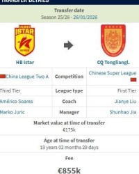 博万体育官方入口-德转：姚浩洋加盟重庆铜梁龙的转会费约700万人民币